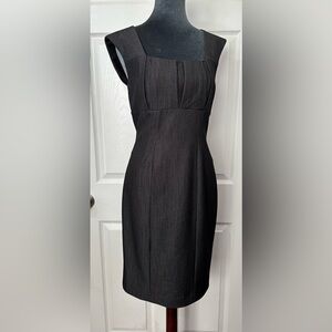 Calvin Klein dress Size S zip up Black/Charcoal  Pleated Bust Wide Straps.